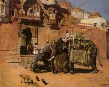 edwin seigneur semaines éléphants au palais de jodhpore Peinture à l'huile